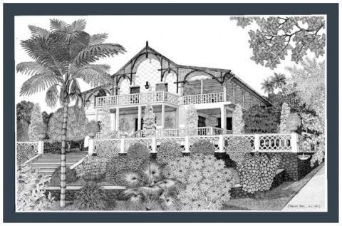 25 - Habitation les Flamboyants - Schoelcher - Martinique - Dessin - Francois MOLL