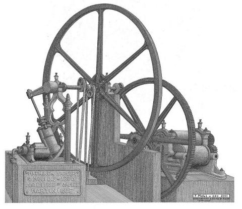 Machine à vapeur & moulins - Parc de la distillerie Saint James - Sainte Marie - - Dessin - Francois MOLL