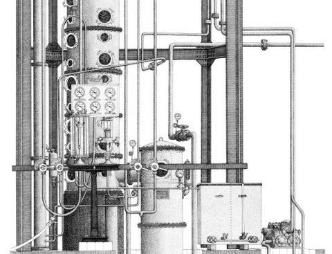 Colonne à distiller (détail)- Distillerie Neisson - Carbet - Martinique - Dessin - Francois MOLL