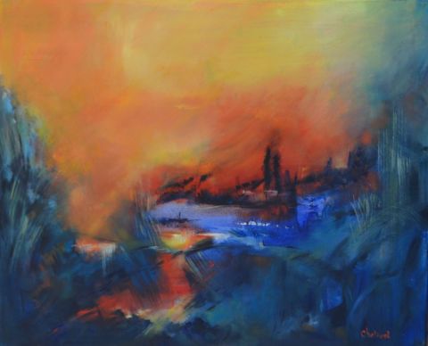 Peinture : le couchant - janine chetivet Peinture : le couchant - janine chetivet