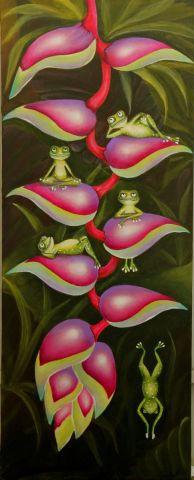 Summer's frogs - Peinture - Sandra M