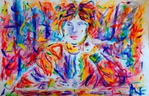 Peinture de FREDERIQUE NALPAS: Lili Boulanger pensive ( portrait compositrice)