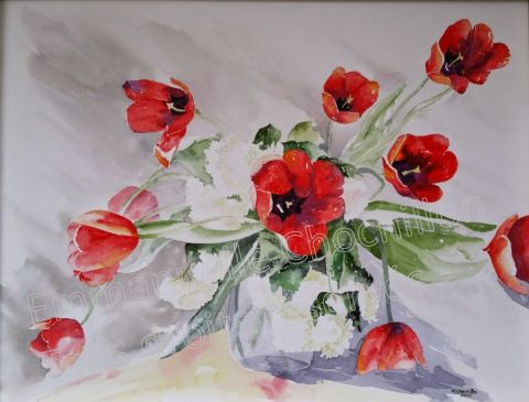 Tulipes rouges - Peinture - Emmanuelle CHOCHILLON-SILVESTRE