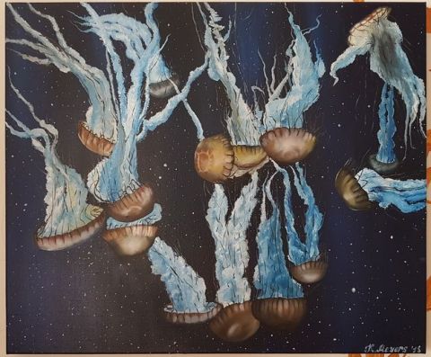 Meduses in The Ocean - Peinture - Katarina Meyers