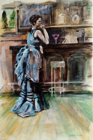 La femme en bleu de Corot - Peinture - Leboulanger