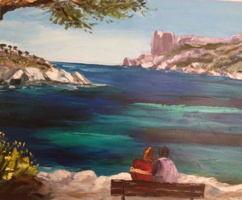 L'artiste JAM - Sormiou -le banc des amoureux L'artiste JAM - Sormiou -le banc des amoureux