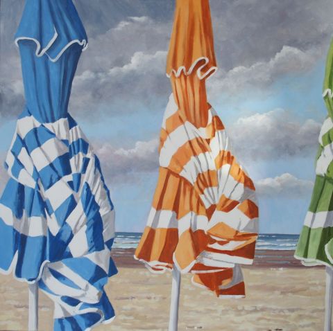 Les trois parasols - Peinture - DAVID FOUSSE Les trois parasols - Peinture - DAVID FOUSSE