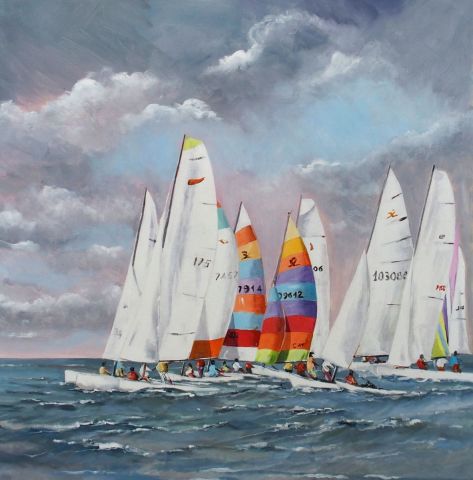 Les catamarans - Peinture - DAVID FOUSSE Les catamarans - Peinture - DAVID FOUSSE