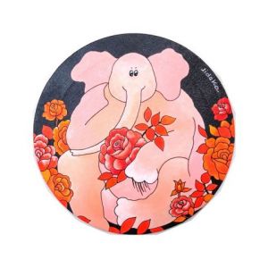 Peinture de Jideka: Eléphant aux fleurs