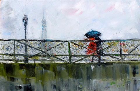 PARIS :je t aime meme sous la pluie - Peinture - Chantal  Urquiza