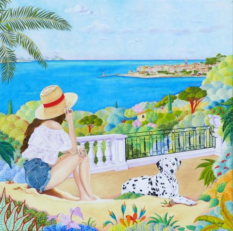 Cocktail Belrose au curaçao à Saint-Tropez - Peinture - martine alison Cocktail Belrose au curaçao à Saint-Tropez - Peinture - martine alison