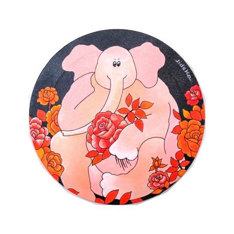 L'artiste Jideka - Eléphant aux fleurs