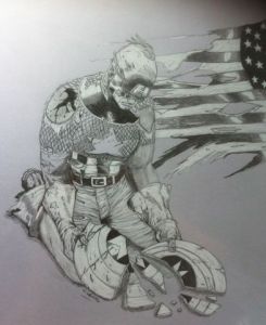 Dessin de Alnani: Captain America ; le monde en péril