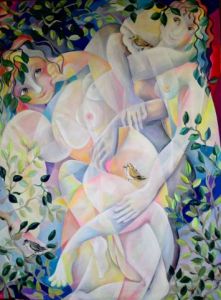 Peinture de Catherine Cisinski Catski: les anges du printemps