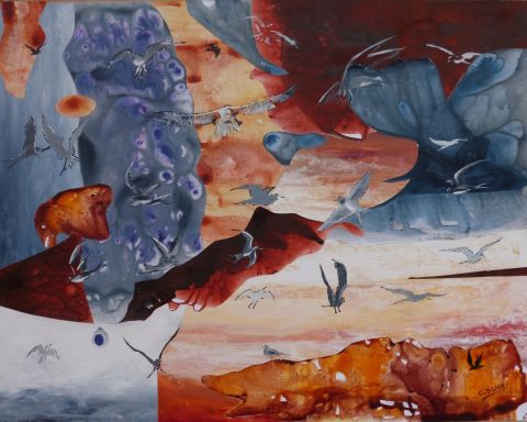 Des oiseaux - Peinture - Christian Bligny