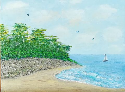 La plage - Peinture - Stephane Gicquel