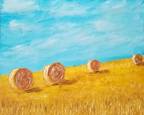 Round baller de paille - Peinture - Stephane Gicquel Round baller de paille - Peinture - Stephane Gicquel