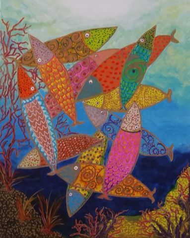 Les poissons - Peinture - Paoli