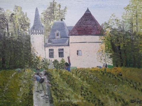 chateau vignes  - Peinture - oeilme