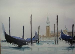 Peinture de Jacques Masclet : Tempête sur Venise