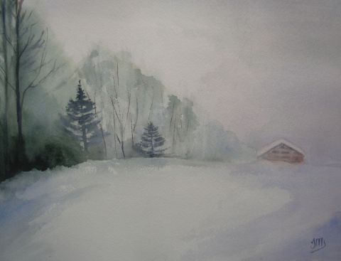 Journée d'hiver - Peinture - Jacques Masclet 