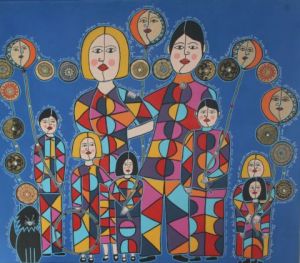 Peinture de ANTOINE MELLADO: Portrait de famille 3- Les baladins-