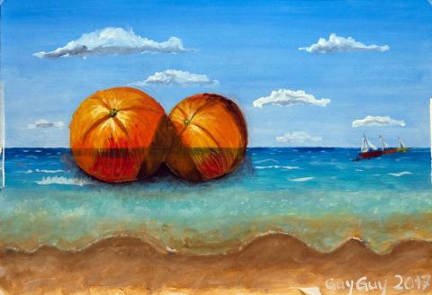 Orange à Mer - Peinture - GuyGuy