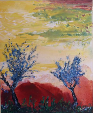 Les arbres bleus 1 - Peinture - Christian Bligny