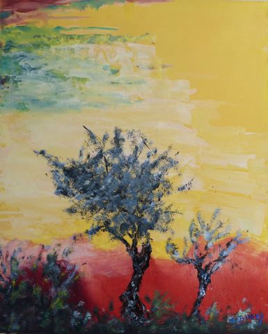 Les arbres bleus 2 - Peinture - Christian Bligny