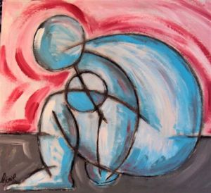 Peinture de Gerard Lesoeur: femme assise