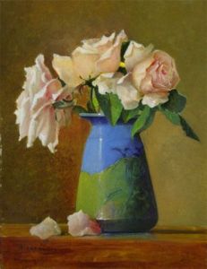Peinture de marpielo: vase aux roses