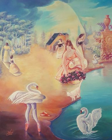 Swan lake - Peinture - Surreealiste Mourad Fouad