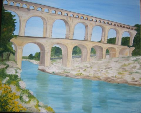 Pont du Gard - Peinture - isabelle dhondt
