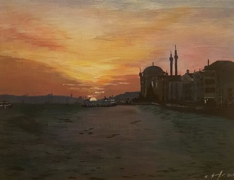 Sunset on Bosphorus - Peinture - Katarina Meyers