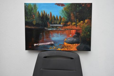 L'artiste joky kamo - peinture paysage d'automne, peinture à l'huile  