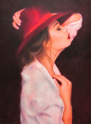 Le chapeau rouge  - Peinture - MARTINE GREGOIRE