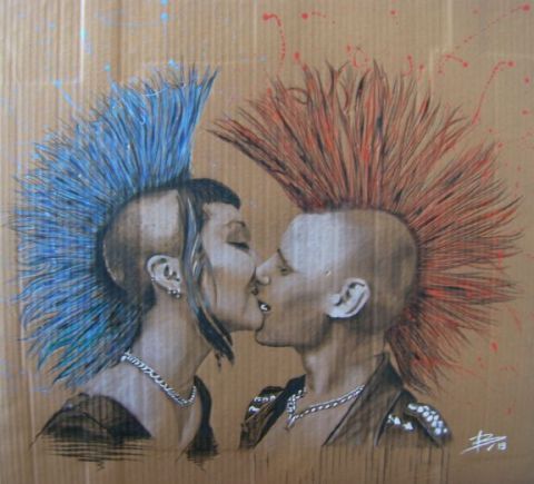 Punk Kiss - Peinture - lataupe