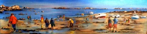 L'artiste gilles clairin  - Pêcheurs à la marée