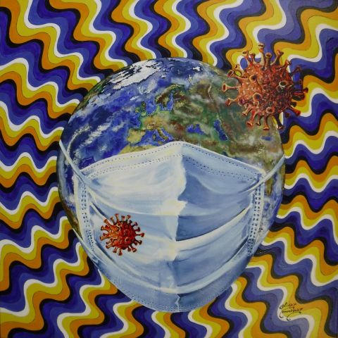 Coronavirus (COVID-19) (1m x 1m) - Peinture - Olivier sur Ande Coronavirus (COVID-19) (1m x 1m) - Peinture - Olivier sur Ande