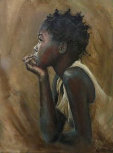 Peinture de Muriel HENRY: Portrait jeune Africaine
