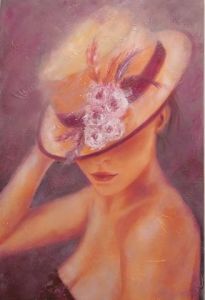 Peinture de MARTINE GREGOIRE: Fleurs et chapeau 