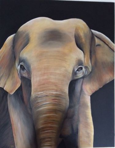 elephant de face - Peinture - Helene GAUTHIER