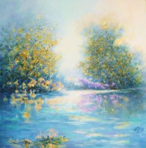 Peinture de LYN LENORMAND: Le lac bleu