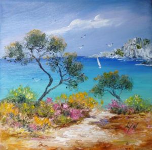 Peinture de LYN LENORMAND: Vue sur mer