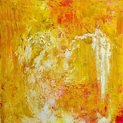 Abstraction paysage en jaune coloré - Peinture - jean pierre MALLET