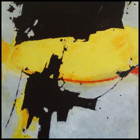 Abstrait jaune et noir - Peinture - KARPEG 