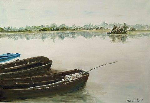 La barque bleue - Peinture - Jean-Pierre Henichart