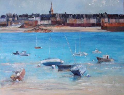 L'artiste Meryl QUIGUER - Bateaux et bouées devant St Malo