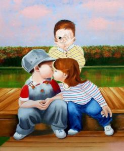 Peinture de jean-marie arbonnier: premier baiser