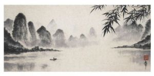 Peinture de encre-zen: Paysage de Chine, Guilin